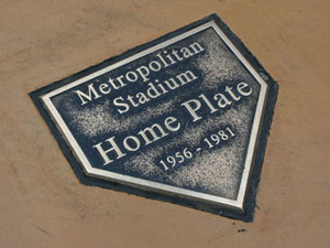 A plaque at the Mall of America marks where home plate stood at Metropolitan Stadium