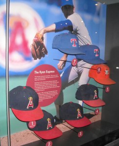 This display at the Baseball Hall of Fame commemorates Nolan Ryan's seven no-hitters for three different franchises.