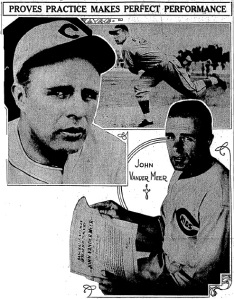 The Sporting News paid tribute to Johnny Vander Meer's unprecedented and never-duplicated back-to-back no-hitters on page 3 of the June 23, 1938 issue. The front page was dominated by a story about Babe Ruth's return to the major leagues as a coach for the Brooklyn Dodgers.